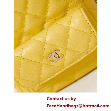 Chanel Lambskin  &  Gold-Tone Metal Mini Backpack Bag AP3753 Yellow 2025